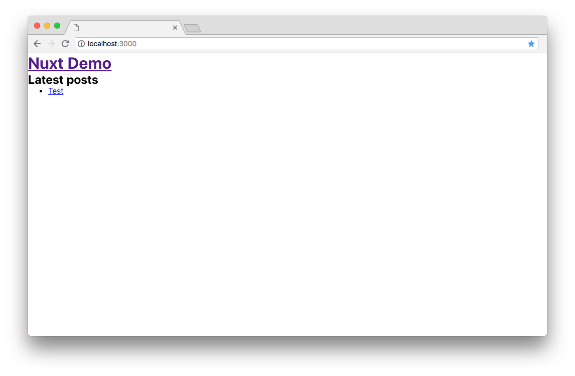 Nuxt Demo Basic Page After Setup & Configuration
